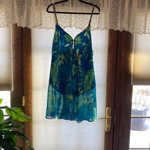 Tropical Blue Floral Chemise or Swim Cover NWT